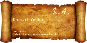 Karsai Andor névjegykártya